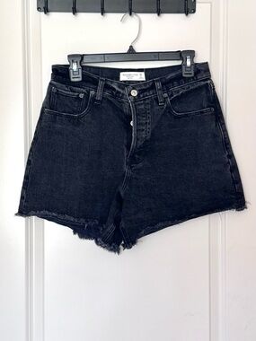 Abercrombie & Fitch Black Distressed High-Rise Denim Shorts